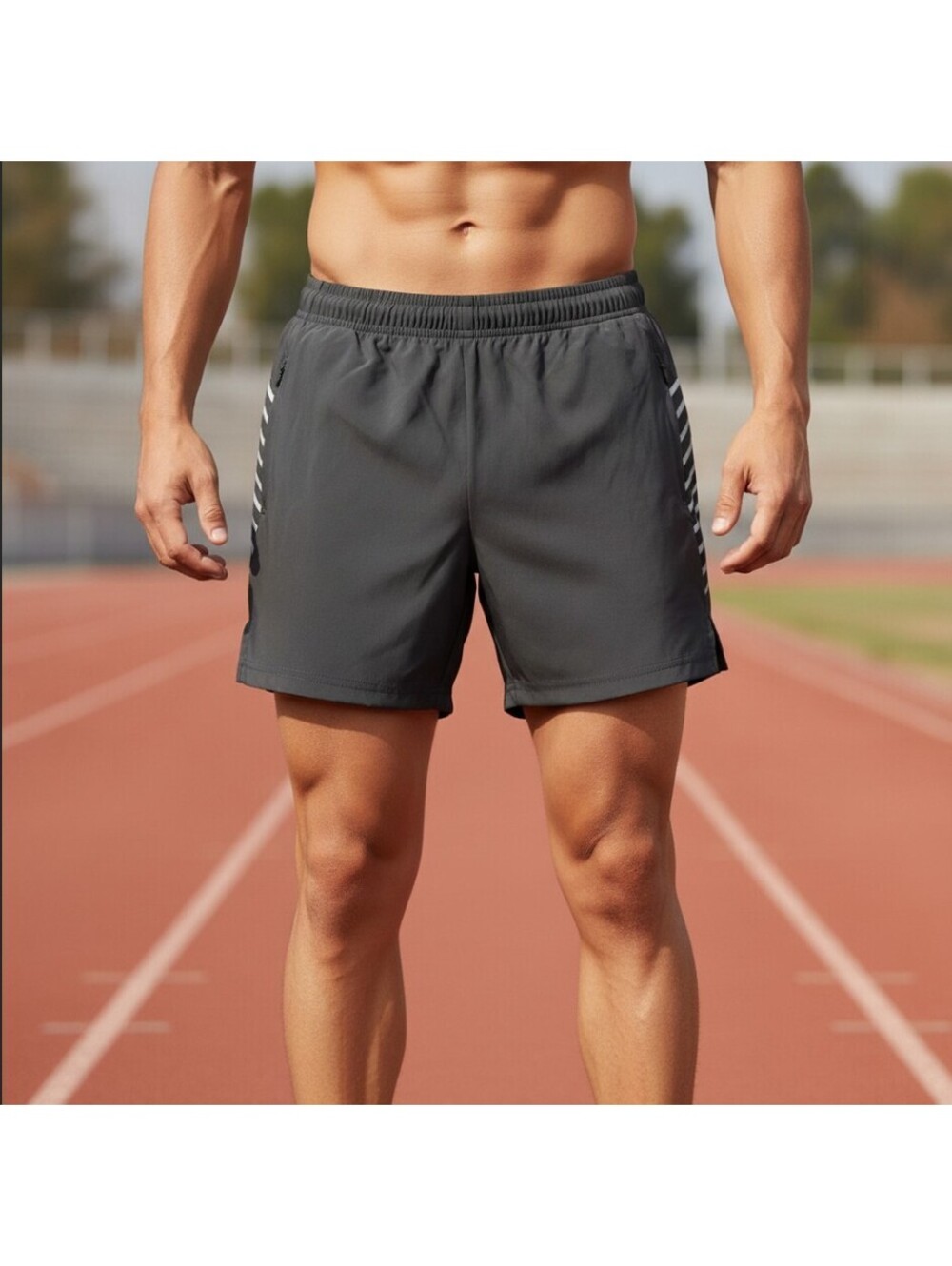 Future Homme Black Athletic Shorts with Side Zippered Pockets, Size M
